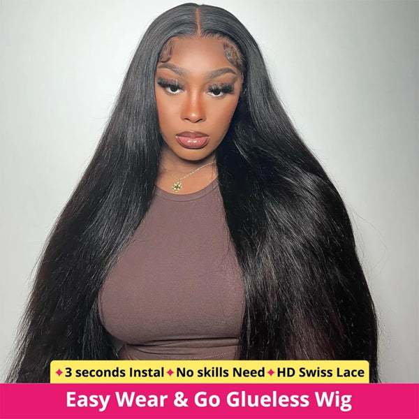 Lolly Straight Wear Go Glueless Human Hair Wigs C Shape Ear Tab Wigs 4x4 5x5 Pre cut HD Lace Wigs