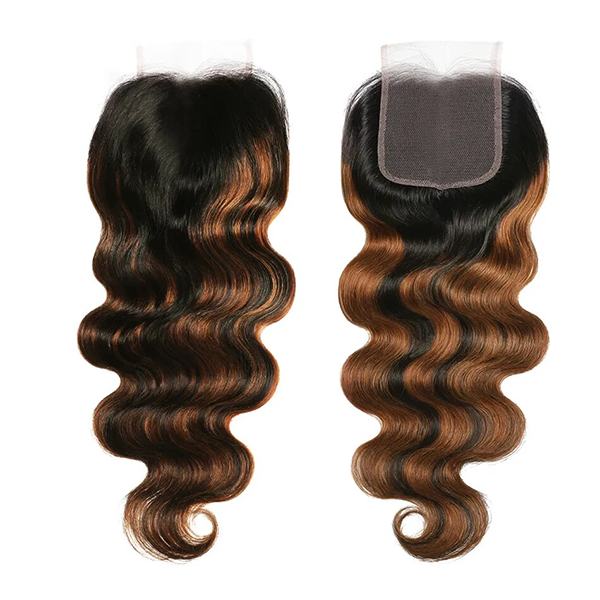 Lolly Hair Highlight Lace Closure FB30 Body Wave Human Hair Closure 4x4 5x5 Inch Swiss Lace Honey Blonde Closure