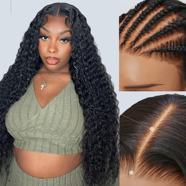 Lolly Bleached Knots Water Wave Glueless Wear Go Human Hair Wigs 5x5 HD Lace Closure Wig Pre Plucked 13x4 HD Lace Front Wig