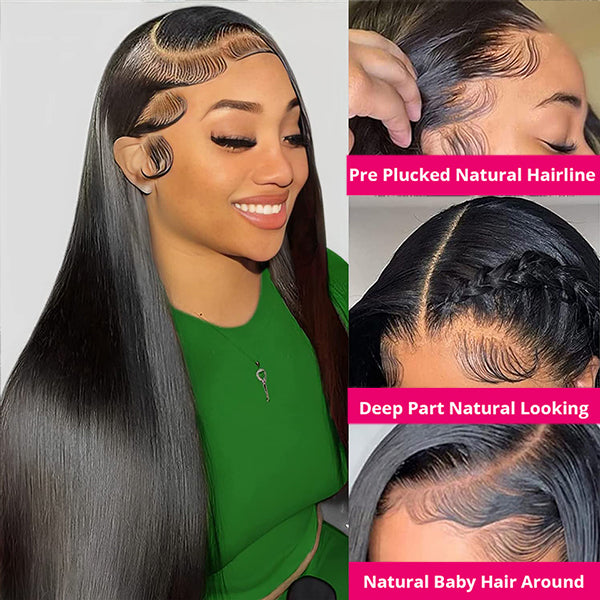 Lolly Overnight Shipping 13x4 HD Glueless Lace Front Wig Straight Pre-plucked Human Hair Wigs