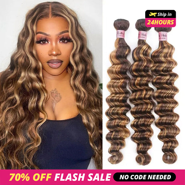 Ship In 24Hours- Lolly P4 27 Highlight Loose Deep Wave Bundles 70% OFF Flash Sale Ombre Colored Human Hair Bundles Brazilian Hair Weave Bundles 1 3 Bundles Deal