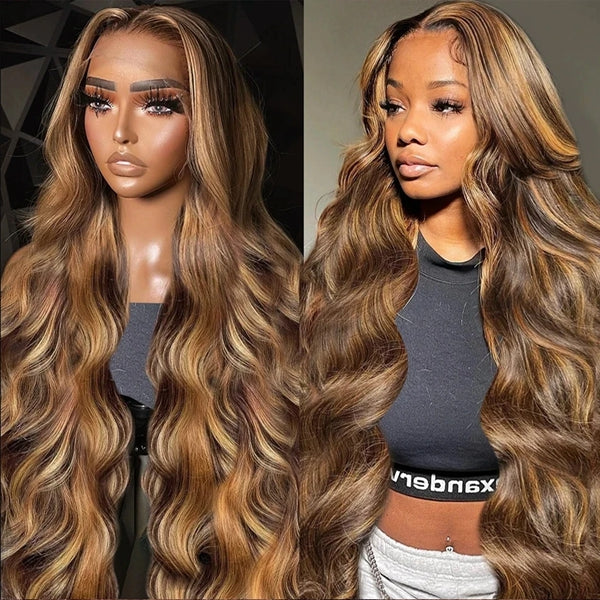 Lolly P4/27 Highlight Ombre Body Wave Pre Plucked 13x4 13x6 Glueless HD Lace Front Wig Colored Human Hair Wigs