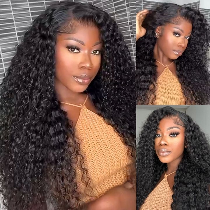 Lolly PartingMax Kinky Curly Glueless Wig 7x6 HD Lace Closure Curly Wear & Go Human Hair Wigs