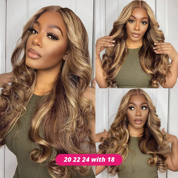 Lolly Salon Quality Wig Custom by Bundles & Closure P4/27 Highlight Color Pre Plucked 5x5 Lace Wig