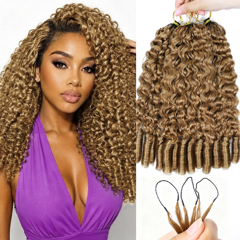 27 Miracle Knots Deep Wave Crochet Hair Extensions Honey Blonde