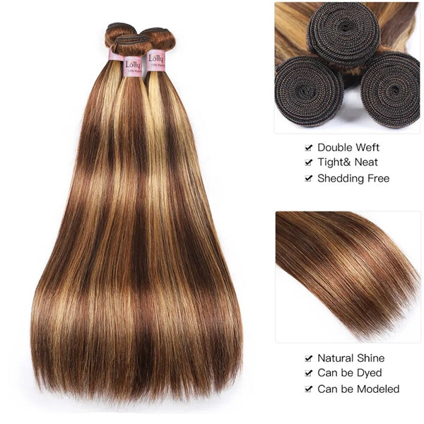 P4/27 Highlight Body Wave Bundles Remy Brazilian Human Hair Bundles Ombre Honey Blonde Straight Colored Human Hair Extensions