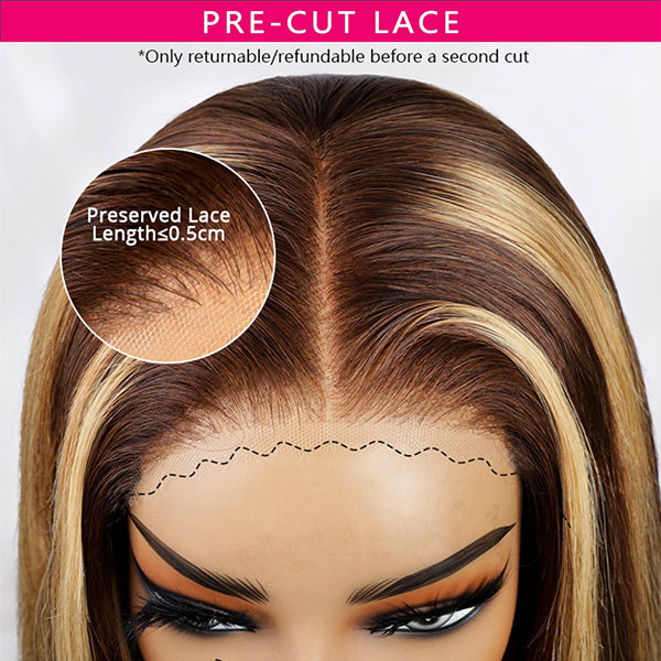 Pre-plucked Straight 13x4 HD PPB Wear Go Glueless Highlight Lace Front Wig Bleached Scalp Knots Human Hair Wigs