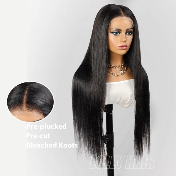 Lolly 13x4 Undetectable Invisible HD Wear and Go Glueless Human Hair Wigs Pre Plucked Pre Cut Tiny Knots Straight  Lace Front Wigs