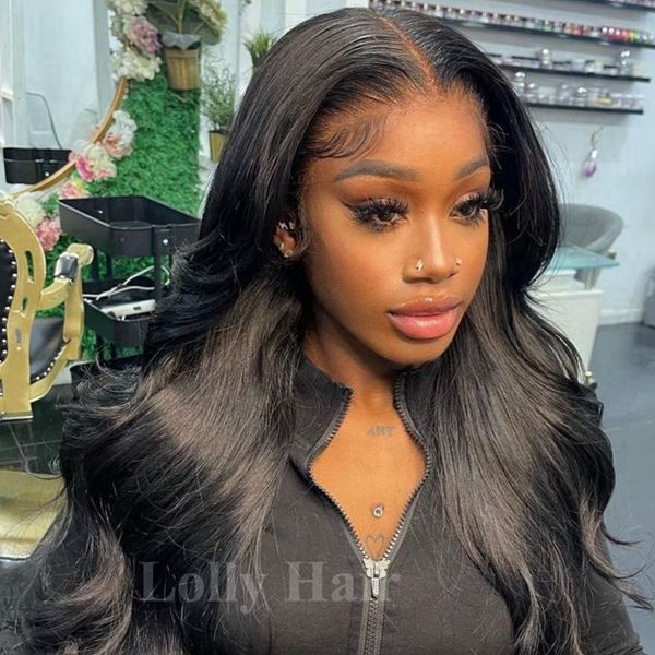 Lolly Glueless 13x4 Wear Go HD Lace Front Wigs Pre Plucked Bleached Knots Pre Cut Body Wave Human Hair Wigs