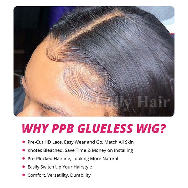 Pre-plucked 5x5 PPB Wear Go Bob Wigs Straight Pre-cut Bleached Knots Lace Closure Wig