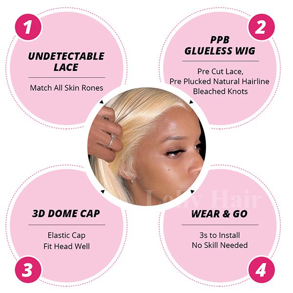 Lolly Blonde Lace Front Wig Body Wave 13x4 Ready to Wear Glueless Human Hair Wigs Pre Plucked Pre-Cut Lace Wig Short 613 Bob Wigs