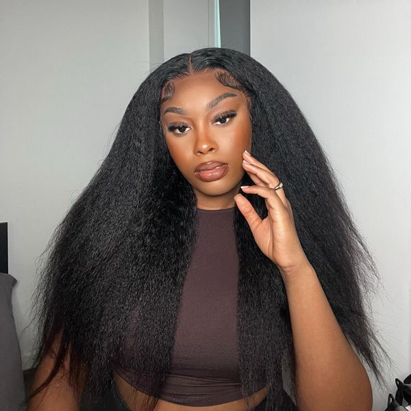 Pre-plucked Pre-bleached Knots Wear Go Ppb Yaki Human Hair Wigs Kinky 