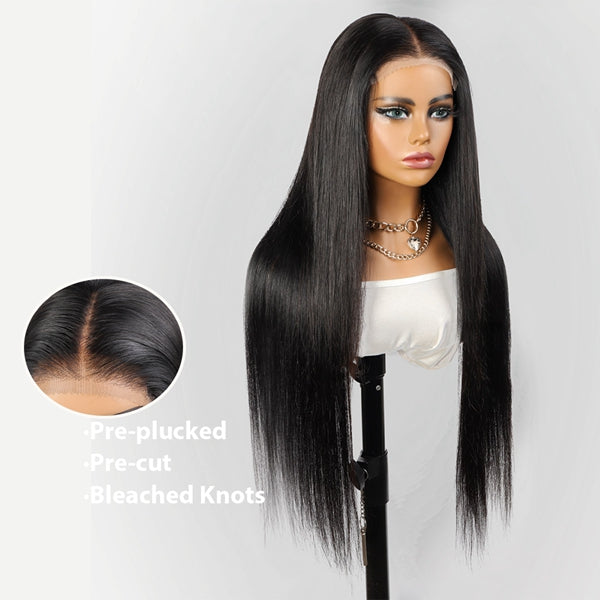 [Black Friday Sale] 5x5 Bleached Knots Pre plucked wear go glueless wig bone straight human hair wigs Flash Sale
