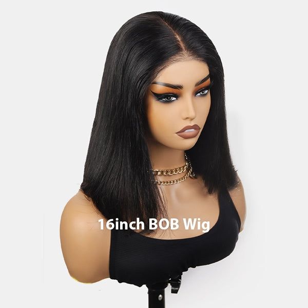 Pre-plucked PPB Wear Go Glueless Wigs Straight 5x5 Bleached Knots Pre-cut HD Lace Front Human Hair Wigs
