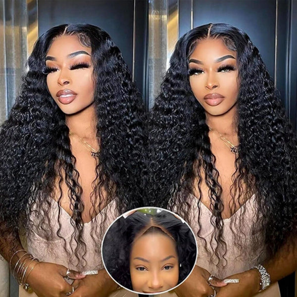 Wear Go Glueless Wig Water Wave 6x6 HD Lace Closure Wigs Pre Plucked Bleached Knots Ready To Wear Beginners Wig 180% Density