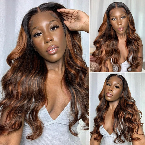 Lolly FB 30 Brown Highlight Body Wave Bundles Ombre Colored Human Hair Bundles 1 3 4 Bundles Deal Remy Human Hair Weave