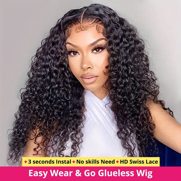 Flash Sale 13x4 HD Lace Front Wigs Human Hair Deep Wave Wear Go Glueless Pre Bleached Knots Pre Plucked Lace Wig
