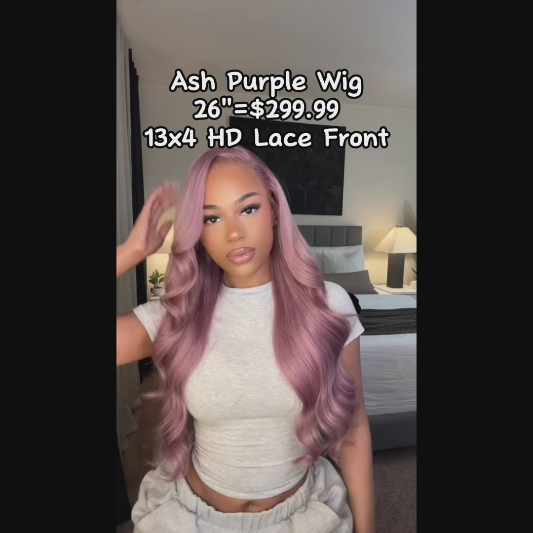 Lolly Hair Ash Purple 13x4 13x6 HD Lace Front Wigs 180% Density