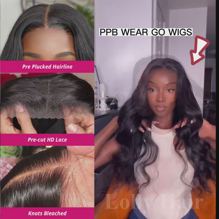 13x6 HD Pre-Bleached Scalp Knots PPB Wear Go Glueless Lace Front Wig Body Wave Pre-plucked Human Hair Wigs