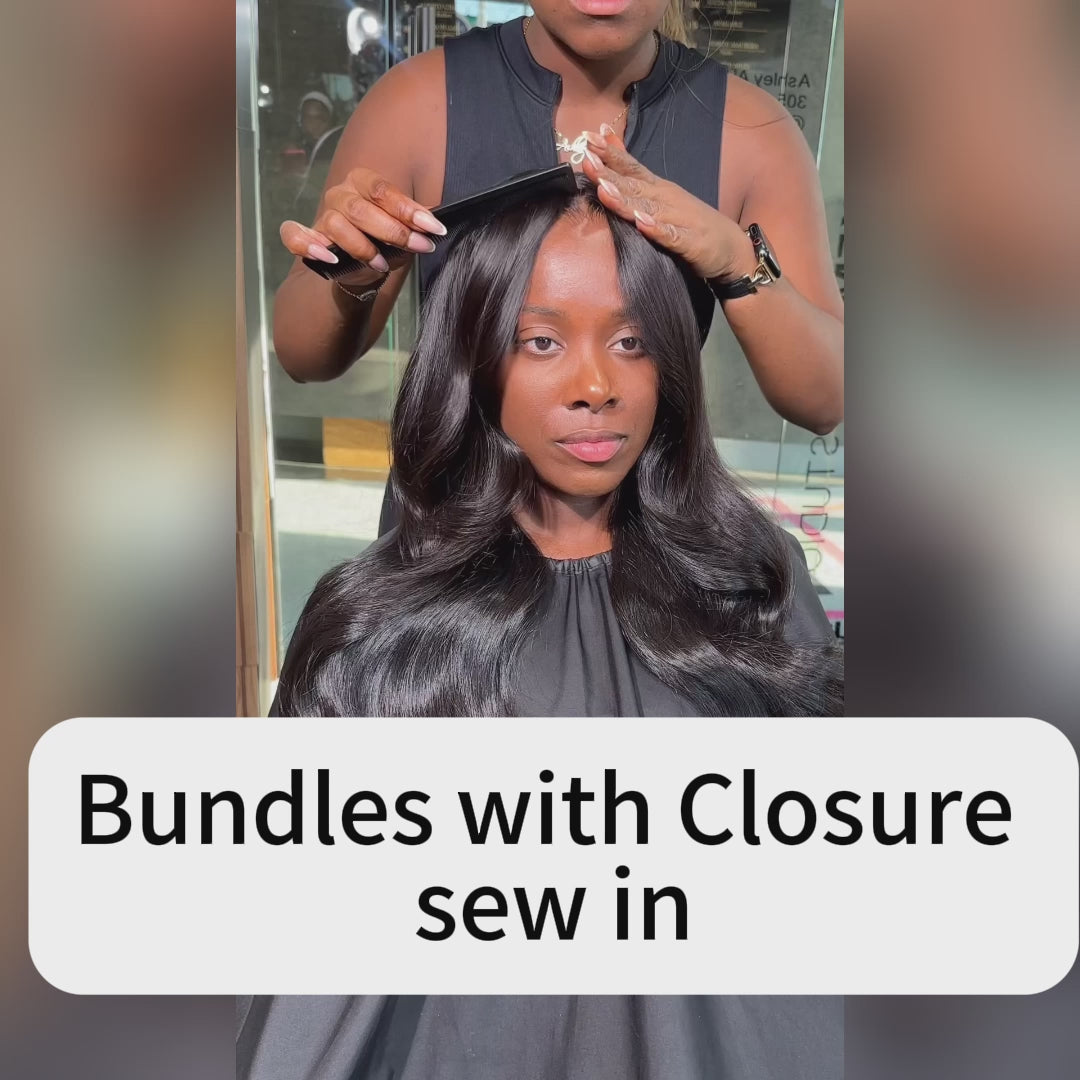 Ship from US Warehouse] Body Wave 3 Bundles with Closure Brazilian