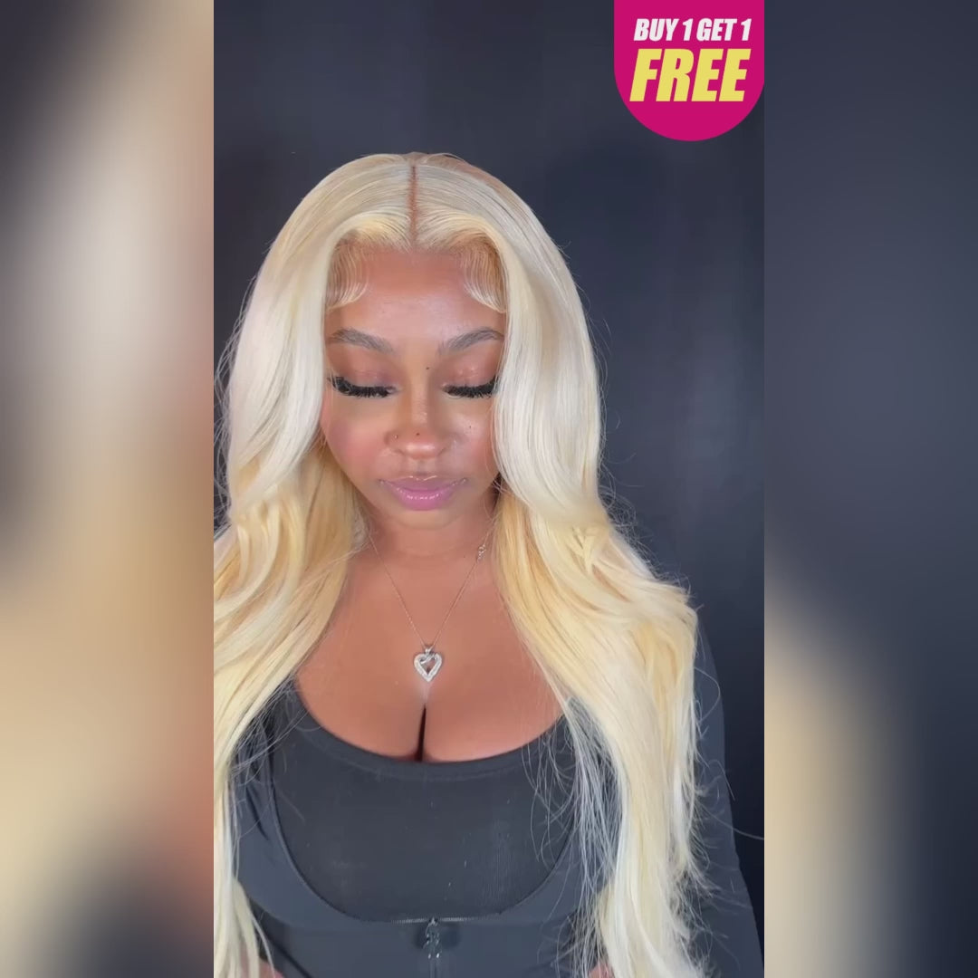 Lolly Bogo Free #613 Blonde 13x4 HD Lace Front Wigs Straight / Body Wave Blonde Human Hair Wigs Flash Sale