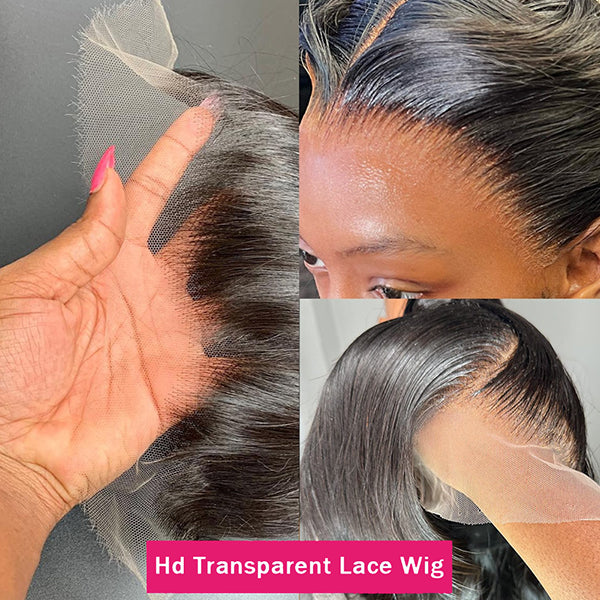 Lolly 13x4 13x6 HD Transparent Lace Front Wigs Straight Pre Plucked Pre Bleached Knots Ready to Wear Glueless Wigs Brazilian Human Hair Wigs