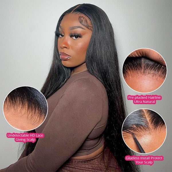 Flash Sale 30 32 inch Long 13x4 HD Lace Front Wigs Human Hair Straight Wear Go Glueless Pre Bleached Knots Pre Plucked Lace Wig