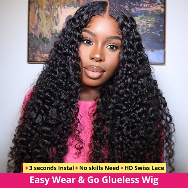 [28"=$169] Lolly Wear Go Wigs Flash Sale 13x4 Glueless HD Lace Front Wigs Human Hair Water Wave Pre Bleached Knots Pre Plucked Lace Wig