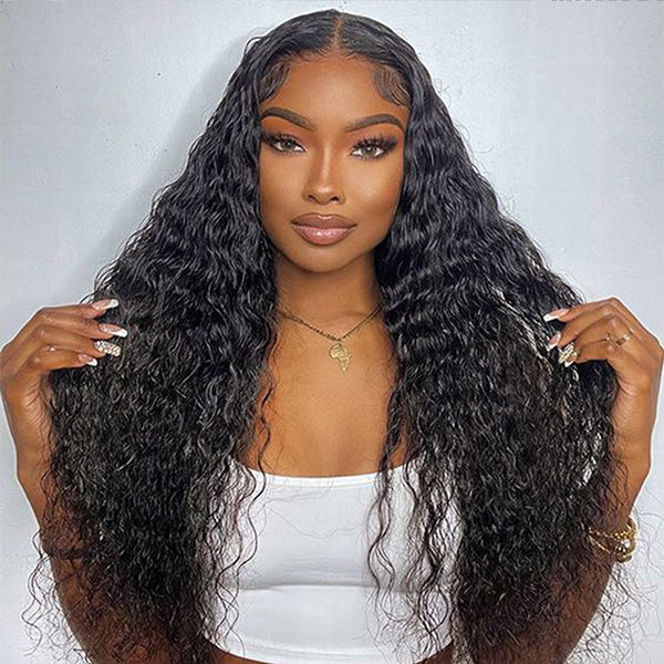 Ship In 24Hours- Lolly 70% OFF Water Wave 13x4 Lace Front Wigs Pre Plucked Pre Bleached Pre Cut Lace Frontal Human Hair Wigs Flash Sale