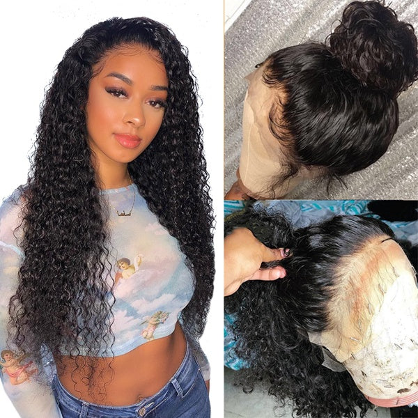 Brazilian Jerry Curl Lace Front Wig Pre Plucked Short Curly Human Hair Wigs for Black Women - LollyHair
