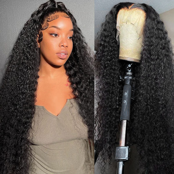 40 Inch Long Curly Human Hair Wigs 13x4 HD Lace Front Wig Pre Plucked Lace Frontal Wigs