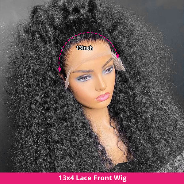 30 inch Curly Human Hair Wigs 13x4 HD Transprent Lace Front Wig Kinky Curly Lace Frontal Wigs