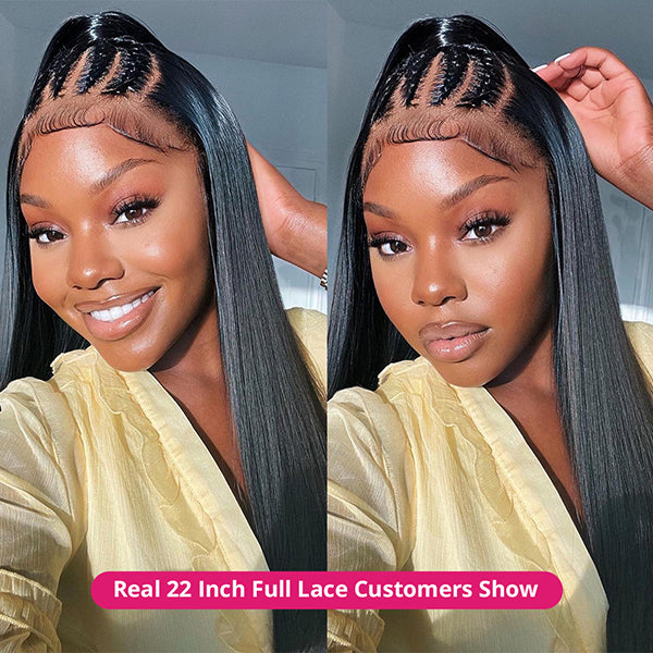 Glueless Full Lace Wigs Straight Human Hair Wigs HD Transparent Lace Frontal Wig