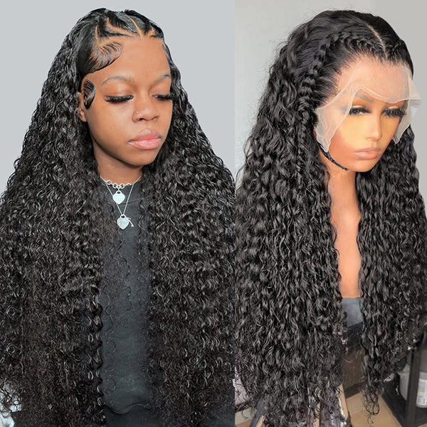 Deep Wave HD Full Lace Wigs Human Hair Transparent Lace Frontal Wigs Pre Plucked