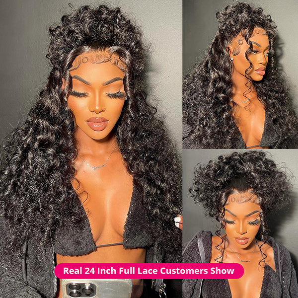HD Transparent Full Lace Wigs Human Hair Loose Deep Wave Lace Front Wig