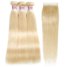 Brazilian 613 Bundles with Closure Blonde Straight Human Hair Bundles and Closures - LollyHair