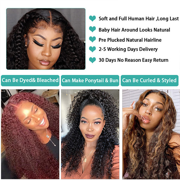 4x4 Lace Closure Curly Wave Wig 250% Lace Front Human Hair Wigs - LollyHair