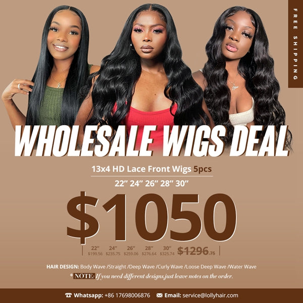 $1050 Wholesale Human Hair Wigs Pack Deal 13x4 HD Lace front Wig 22 24 26 28 30 inch 5pcs