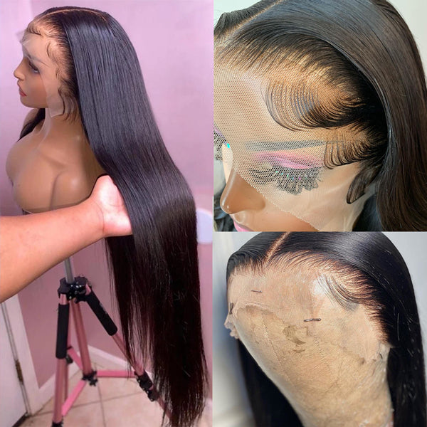 13x4 Straight Human Hair Lace Front Wigs with Baby Hair 30 Inch Wig
