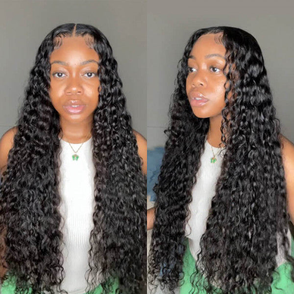 13x4 Water Wave Hair 30 inch Human Hair Lace Front Wigs for Black Women - LollyHair