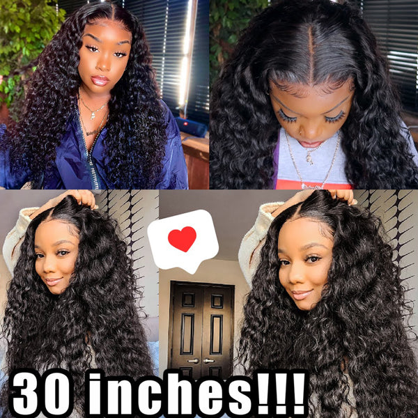 13x4 Water Wave Hair 30 inch Human Hair Lace Front Wigs for Black Women - LollyHair