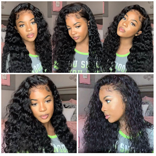 13x4 Water Wave Hair 30 inch Human Hair Lace Front Wigs for Black Women - LollyHair