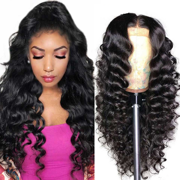 13x4x1 Loose Wave Lace Front Wig Loose Deep Wave Wig T Part Lace Wig