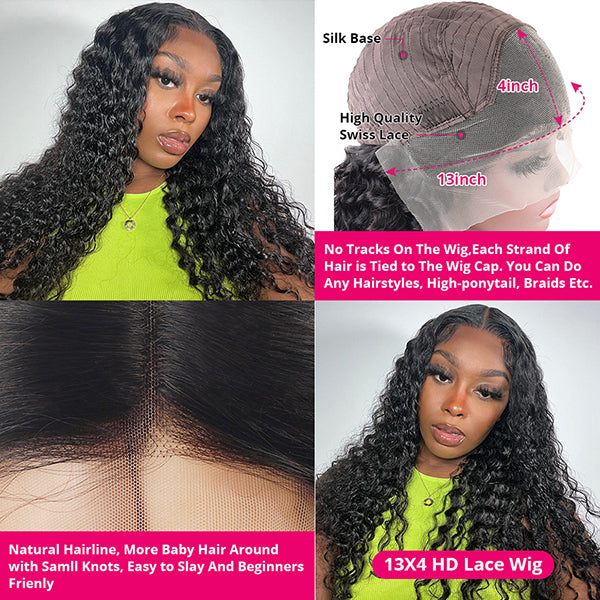 13x6 13x4 HD Lace Front Wig Deep Wave Glueless Human Hair Wigs 5x5 Lace Closure Wig