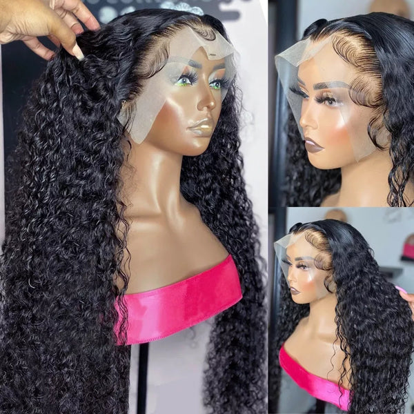 13x6 Curly Lace Front Human Hair Wigs Transparent HD Lace Frontal Wig Preplucked 180% 250%