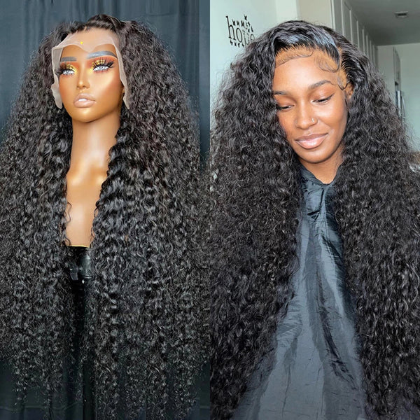 13x6 Curly Lace Front Human Hair Wigs Transparent HD Lace Frontal Wig Preplucked 180% 250%
