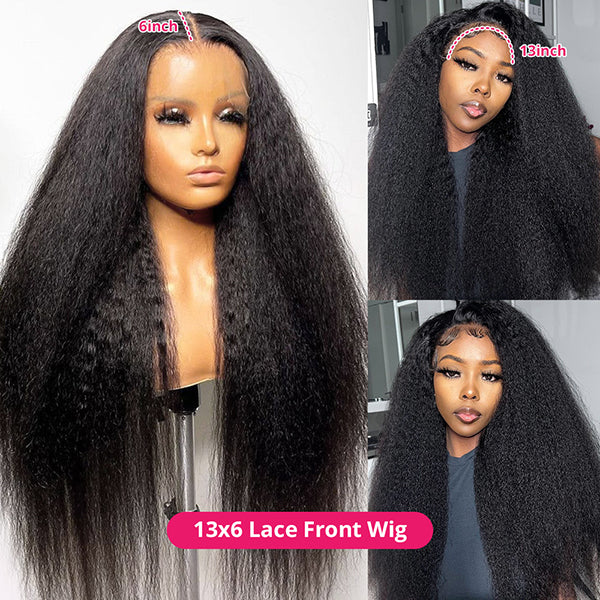 Kinky Straight Wig 13x6 HD Lace Front Wig Glueless Human Hair Wigs Yaki Straight Lace Frontal Wig