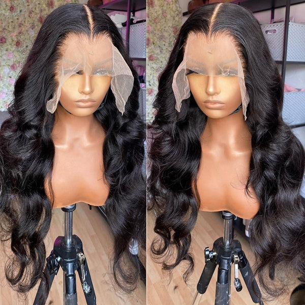 13x6 HD Transparent Lace Front Human Hair Wigs Body Wave Lace Frontal Wigs PrePlucked