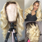 1b 613 Ombre Blonde Lace Front Wig Human Hair Blonde Body Wave Wig 28 30 Inch - LollyHair
