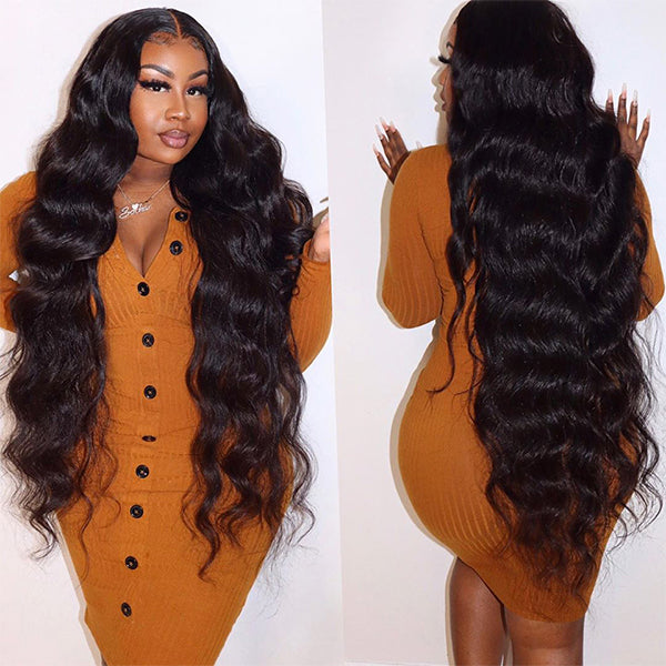 Body Wave Long Lace Front Wigs 4x4 lace wig Pre Plucked Frontal Wigs 28-40 Inch - LollyHair
